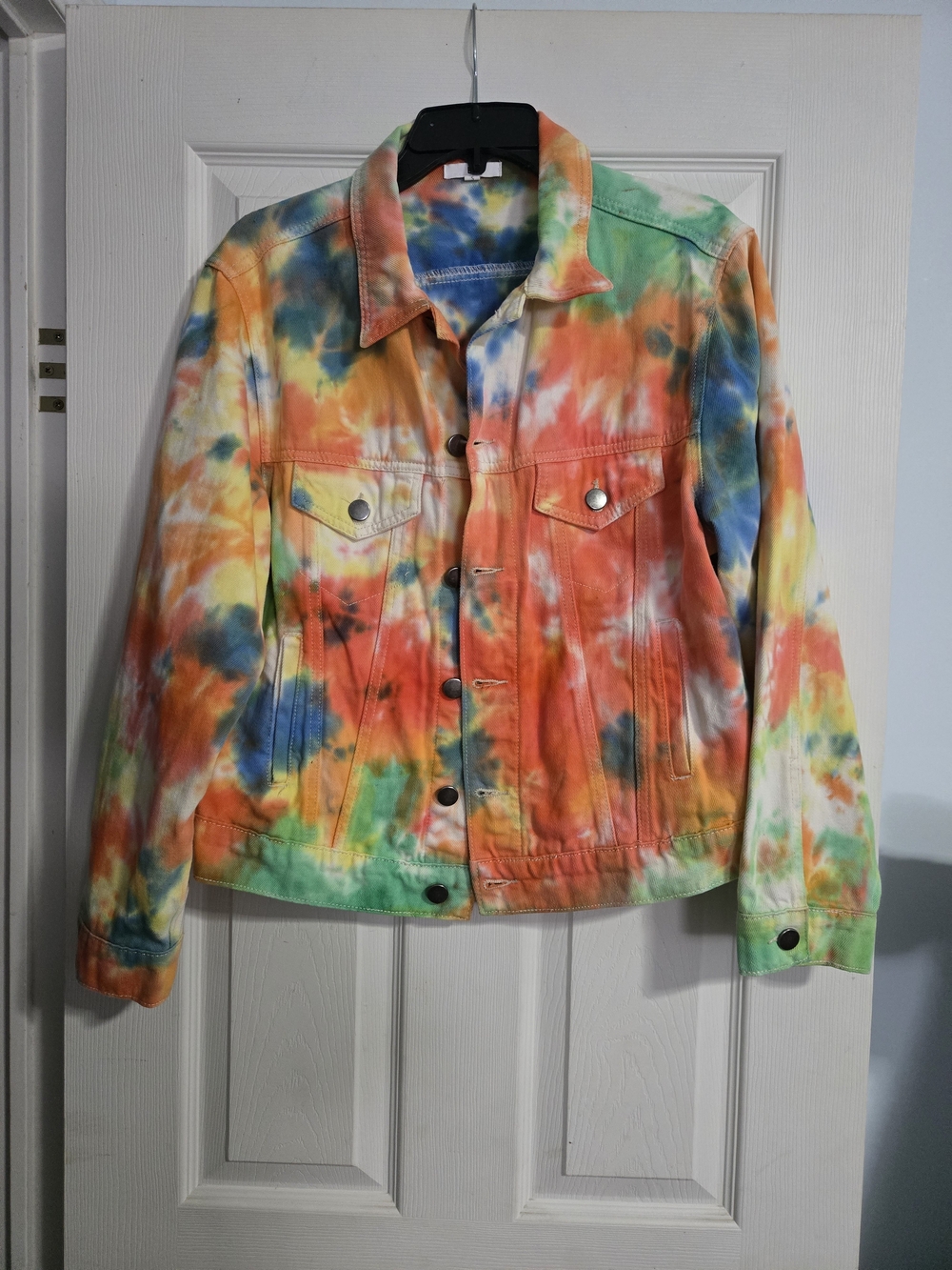 Tie-Dye Multicolor Denim Jacket - Women's Lightweight Coat